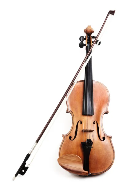 Violino Isolato Sfondo Bianco Violino Con Arco Strumenti Musica Classica — Foto Stock