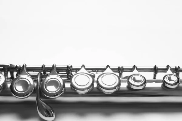 Flute Instrument Closeup Orchestra Woodwind Music Instruments Close Flute Isolated — Stock Photo, Image