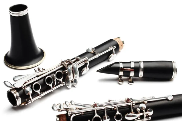 Clarinete Instrumento Música Clásica Instrumentos Orquesta Viento Madera Aislados Blanco — Foto de Stock