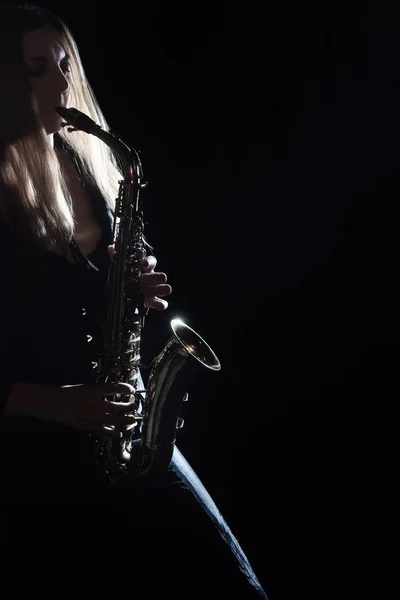 Saxophone Player Jazz Musician Saxophonist Woman Playing Sax Player — Stock Photo, Image