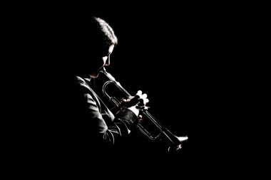 Trumpet player playing jazz musician. Woman playing trumpet brass instrument isolated clipart