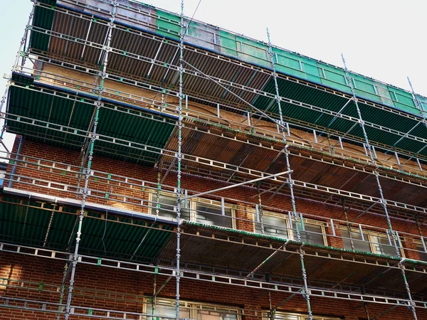 Sitio Construcción Moderno Con Sistema Plataforma Andamio Con Fondo Cielo — Foto de Stock