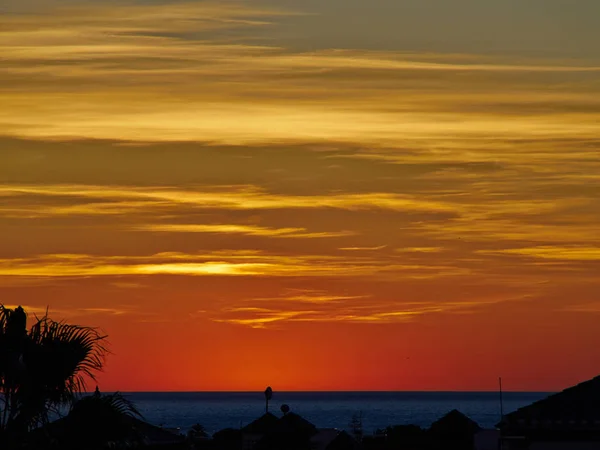 Beautiful Dramatic Full Atmosphere Sunrise Summer Resort Orihuela Costa Valencia — Stock Photo, Image