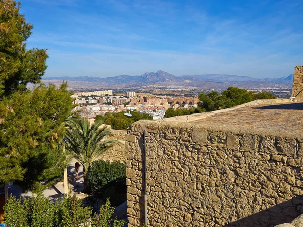 Berühmte Sehenswürdigkeit Touristische Attraktion Highlight Santa Barbara Castle Castell Alicante — Stockfoto