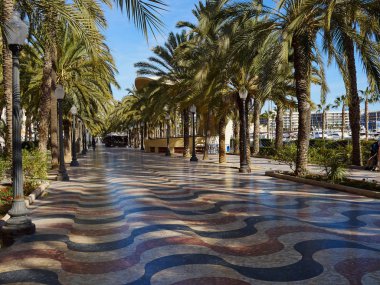 Explanada ana ve ünlü Simgesel Yapı Turizm Caddesi Alicante Valencia Costa Blanca İspanya gezi