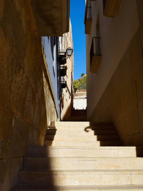 Geleneksel klasik eski kasaba Alicante Costa Blanca Valencia eyaletinin İspanya evler