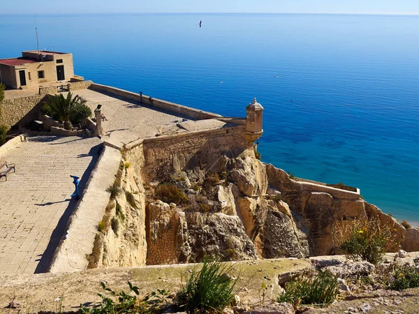 Berühmte Sehenswürdigkeit Touristische Attraktion Highlight Santa Barbara Castle Castell Alicante — Stockfoto