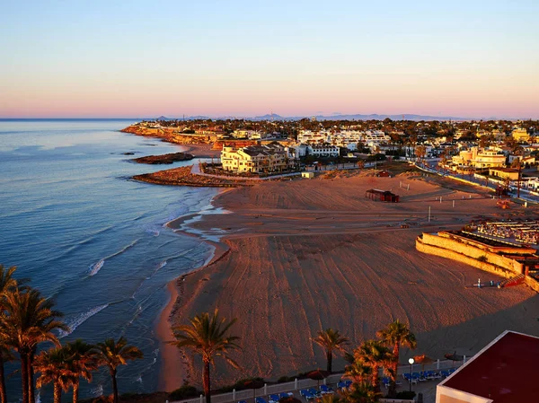 Populär Stor Sommar Semesterresmål Zenia Stranden Orihuela Costa Södra Spanien — Stockfoto