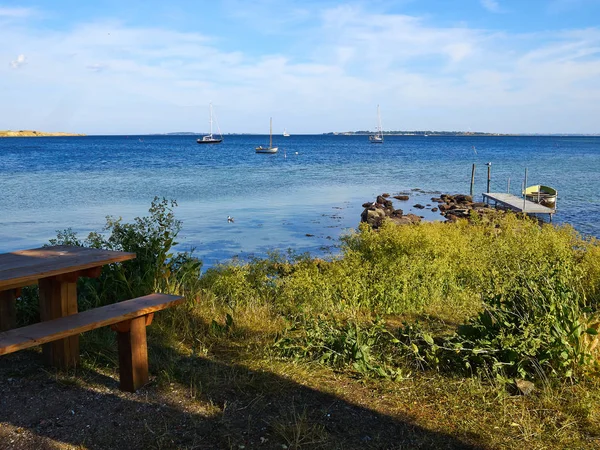 Tipico Bellissimo Paesaggio Naturale Costiero Danese Spiaggia Estate Fyn Funen — Foto Stock