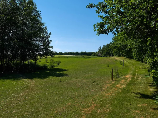 Idyllische Prachtige Heuvels Weide Landschap Landschap Zomer Grote Natuurlijke Buitenshuis — Stockfoto