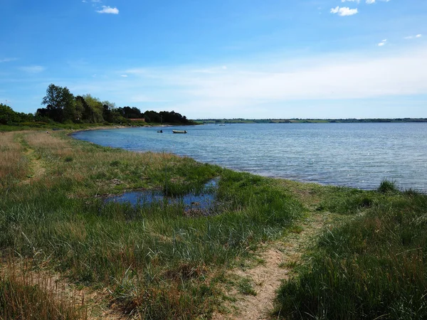Typiskt Vackert Naturskönt Danskt Strandlandskap Sommaren Fyn Funen Danmark — Stockfoto