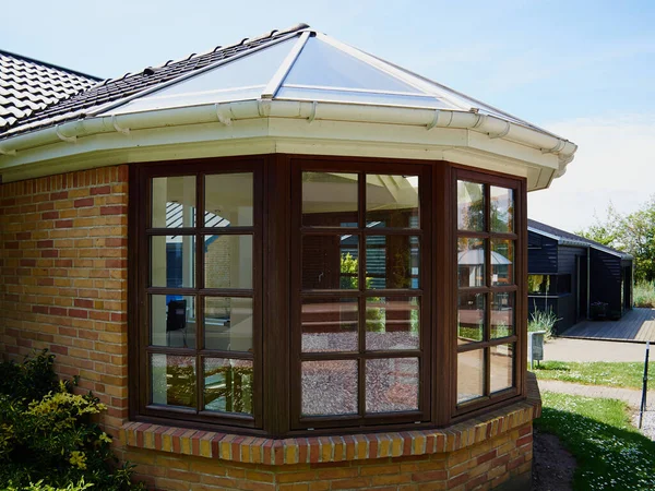 Bella Accogliente Solarium Soleggiato Veranda Grande Estensione Una Casa — Foto Stock
