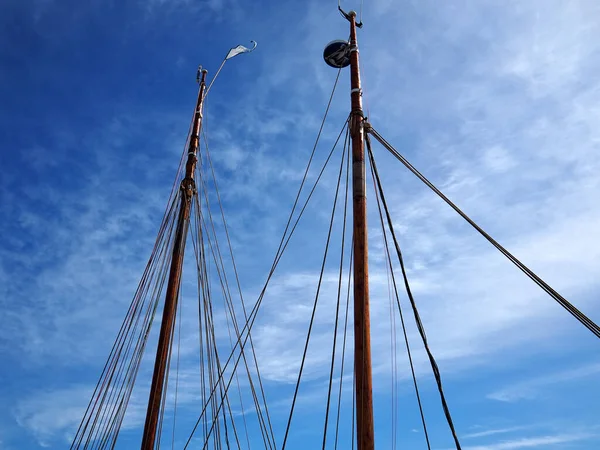 Mastros Vela Tallships Madeira Vintage Tradicional Céu Fundo — Fotografia de Stock