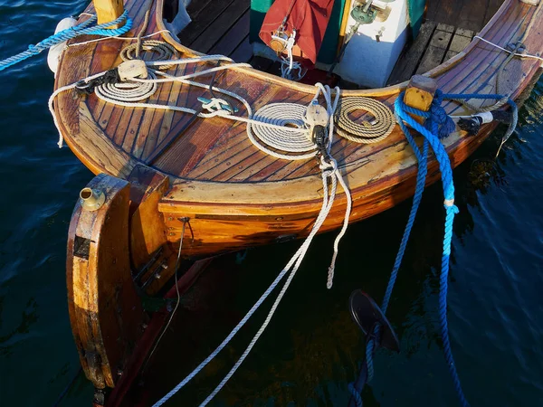 Tipikus Hagyományos Színes Kis Dán Halászhajó Egy Kikötőben Funen Dániában — Stock Fotó