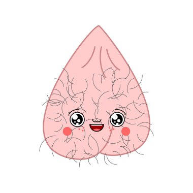 Scrotum kawaii Cute cartoon. Funny Mans balls Hairy. Sweet Testosterone vector illustratio clipart