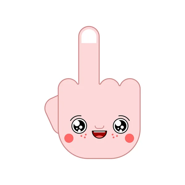 Fuck Kawaii Cute Cartoon Funny Bad Gesture Sweet Middle Finger — Stockvector