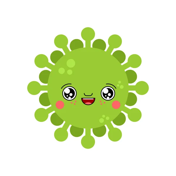 Virus Kawaii Mignon Dessin Animé Infection Drôle Microbe Sucré Bacterium — Image vectorielle