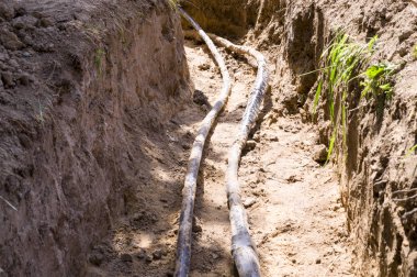 İnşaat çukur borularda. arka plan, çalışma