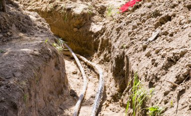 İnşaat çukur borularda. arka plan, çalışma