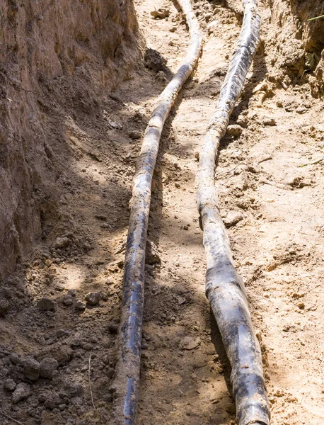 İnşaat çukur borularda. arka plan, çalışma