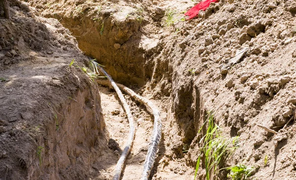 İnşaat çukur borularda. arka plan, çalışma