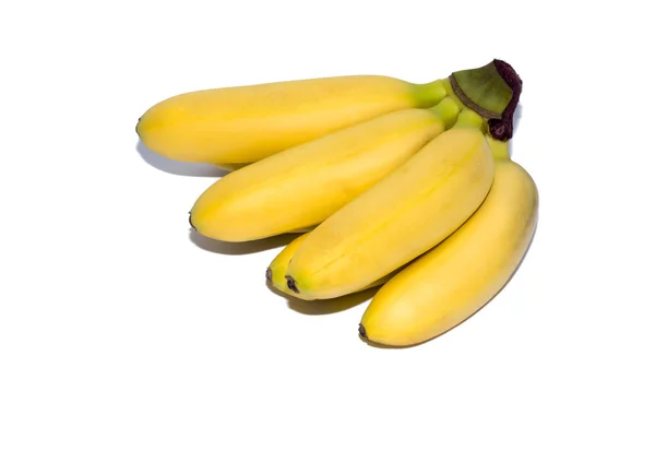 Gelbe Reife Mini Bananen Isoliert Auf Weißem Hintergrund Objekt Obst — Stockfoto