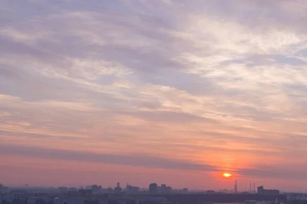 Sunrise Sky City Cold Summer Morning Background Nature — Stock Photo, Image