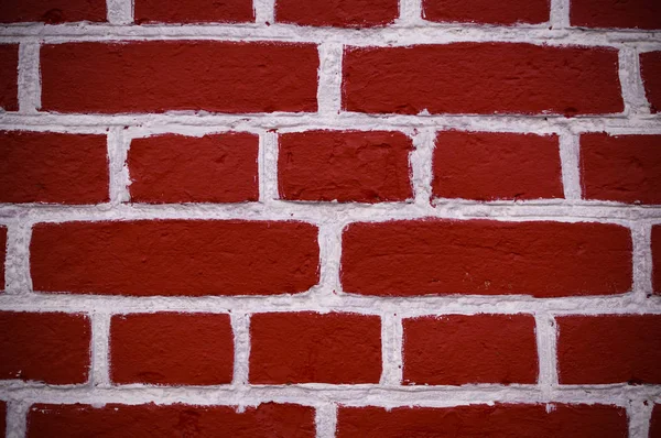 Muur Van Rode Baksteen Met Witte Verf Textuur Achtergrond Vignet — Stockfoto