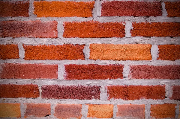 Muur Van Rode Bakstenen Textuur Achtergrond Vignet Exterieur — Stockfoto
