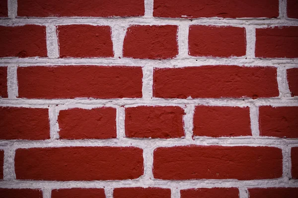 Muur Van Rode Baksteen Met Witte Verf Textuur Achtergrond Vignet — Stockfoto