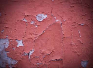 boyalı kırık dokulu kırmızı duvar ile Vignette yıpranmış. arka plan, dış