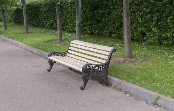 Weg Mit Bank Einem Ruhigen Sommerpark Hintergrund Natur — Stockfoto