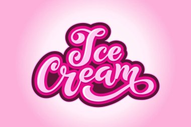 Dondurma el yazısı yazıtlar. Dondurma, etiket, Etiketler ve rozetleri için logo. Bir kafe veya bir pastane dondurma. Vektör çizim.