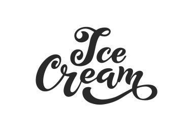 Dondurma el yazısı yazıtlar. Dondurma, etiket, Etiketler ve rozetleri için logo. Bir kafe veya bir pastane dondurma. Vektör çizim.