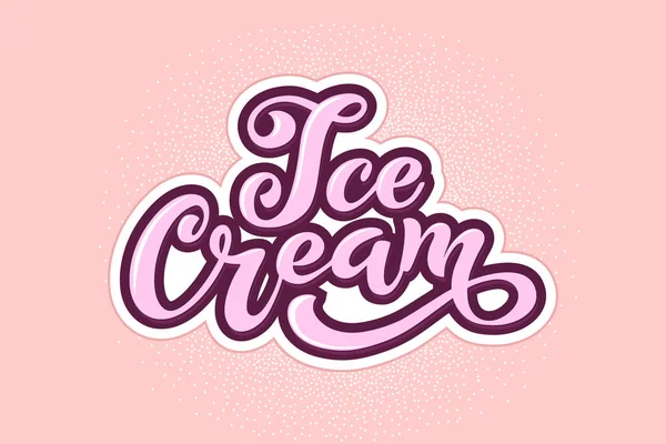 Crème Glacée Inscriptions Manuscrites Logo Pour Crème Glacée Étiquettes Autocollants — Image vectorielle