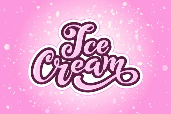 Crème Glacée Inscriptions Manuscrites Logo Pour Crème Glacée Étiquettes Autocollants — Image vectorielle