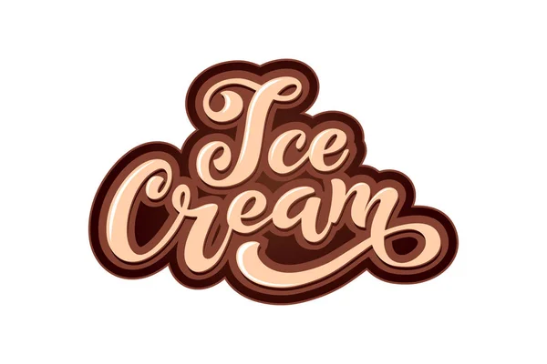 Ice Cream Handgeschreven Inscripties Logo Voor Ijs Etiketten Stickers Badges — Stockvector