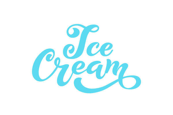 Ice Cream handwritten inscriptions. Logo for ice cream, labels, stickers and badges. Ice cream for a cafe or a pastry shop. Vector illustration.