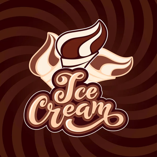 Dondurma el yazısı yazıtlar. Dondurma, etiket, Etiketler ve rozetleri için logo. Bir kafe veya bir pastane dondurma. Vektör çizim.