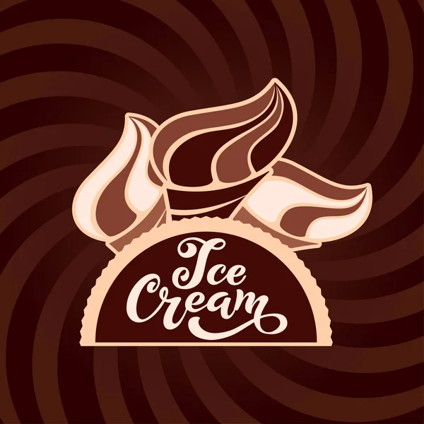 Dondurma el yazısı yazıtlar. Dondurma, etiket, Etiketler ve rozetleri için logo. Bir kafe veya bir pastane dondurma. Vektör çizim.