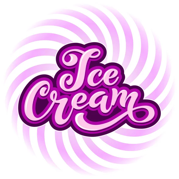 Dondurma el yazısı yazıtlar. Dondurma, etiket, Etiketler ve rozetleri için logo. Bir kafe veya bir pastane dondurma. Vektör çizim.