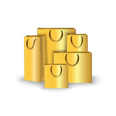 Alışveriş torbaları kağıt, ayarlayın. Marka, örnekler vektör çizim logo ekleme noktasını için yerleştirin