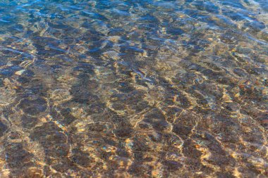 Mavi temiz su. Deniz, göl, Güneş, plaj, arka plan görüntü ve metin eklemek için tatil. Turizm, seyahat.