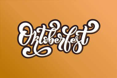 Oktoberfest. El yazısı logosu, Restaurant, Cafe menü için yazı. bira bardağı çizim. Vektör öğeleri için etiketleri, logolar, rozetleri, Etiketler ve simgeler. Vektör çizim, gıda tasarım.