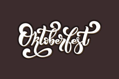 Oktoberfest. El yazısı logosu, Restaurant, Cafe menü için yazı. bira bardağı çizim. Vektör öğeleri için etiketleri, logolar, rozetleri, Etiketler ve simgeler. Vektör çizim, gıda tasarım.