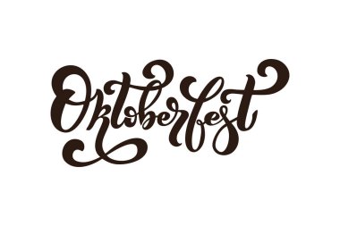Oktoberfest. El yazısı logosu, Restaurant, Cafe menü için yazı. bira bardağı çizim. Vektör öğeleri için etiketleri, logolar, rozetleri, Etiketler ve simgeler. Vektör çizim, gıda tasarım.