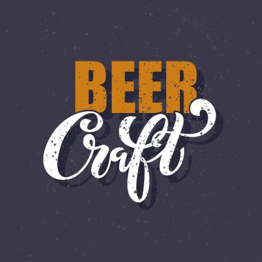 Zanaat bira. El yazısı logosu, Restaurant, Cafe menü için yazı. bira bardağı çizim. Vektör öğeleri için etiketleri, logolar, rozetleri, Etiketler ve simgeler. Vektör çizim, gıda tasarım.