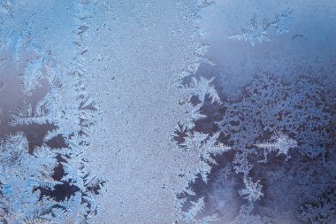 Kış buz dondurulmuş pencere izi. Doku, metin eklemek için arka plan. Yeni yıl tema. Kış. Soğuk.