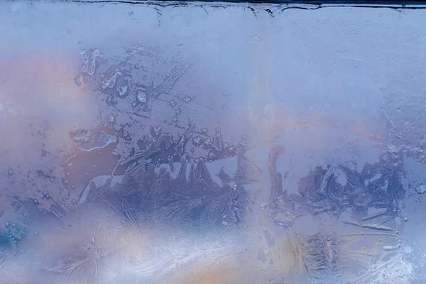 Wintereis Auf Dem Gefrorenen Fenster Textur Hintergrund Zum Einfügen Von — Stockfoto