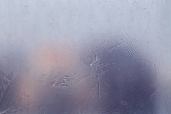 Wintereis Auf Dem Gefrorenen Fenster Textur Hintergrund Zum Einfügen Von — Stockfoto